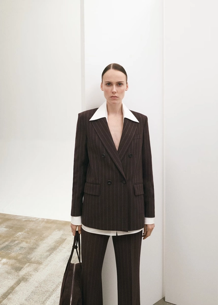 Blazer traje raya diplomática doble botonadura - Mujer | MANGO España (Península y Baleares)