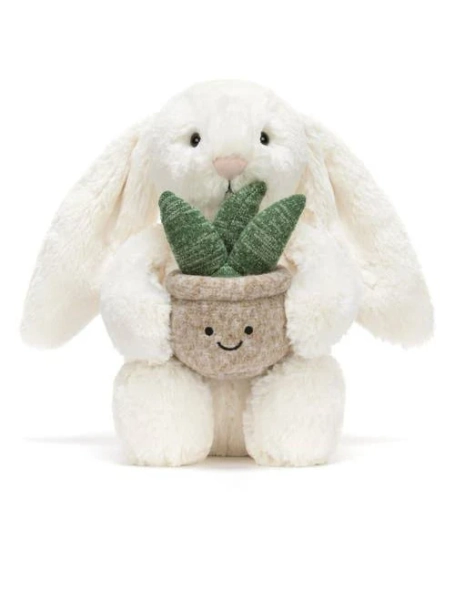 JellyCat Cream Bunny with Plant
