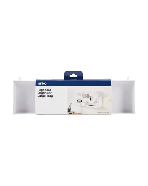 Pegboard Organiser Large Tray - White - One Size