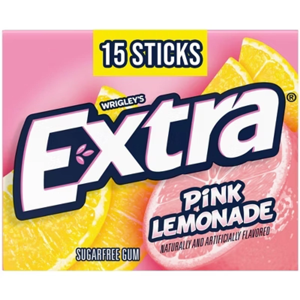 Extra Pink Lemonade Sugar Free Gum Limited Edition Chewing Gum, 15 Sticks
