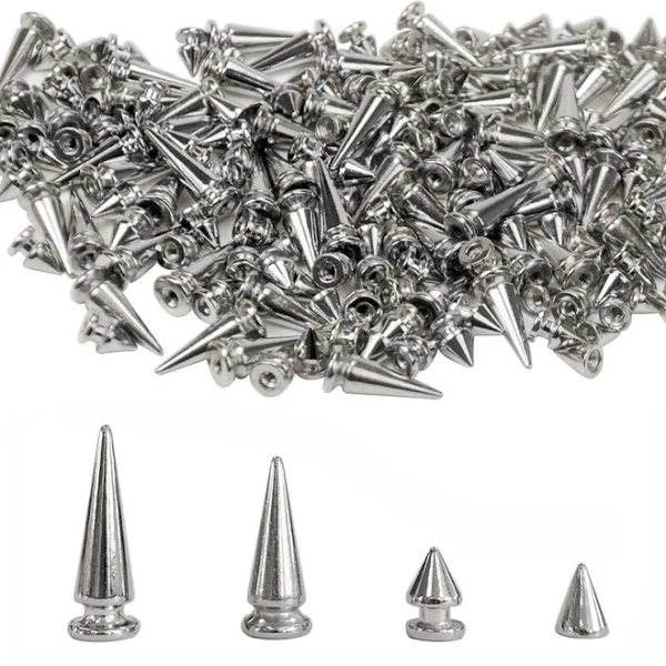 200 Sets Silver Cone Spikes