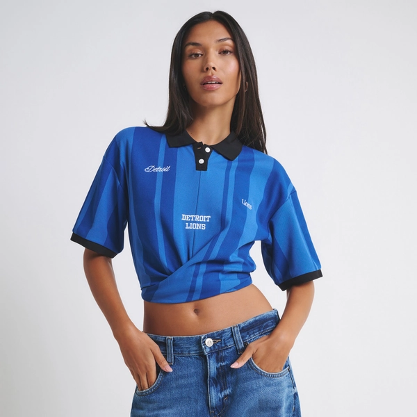 Women's Detroit Lions  Off Season Blue Rugby T-Shirt