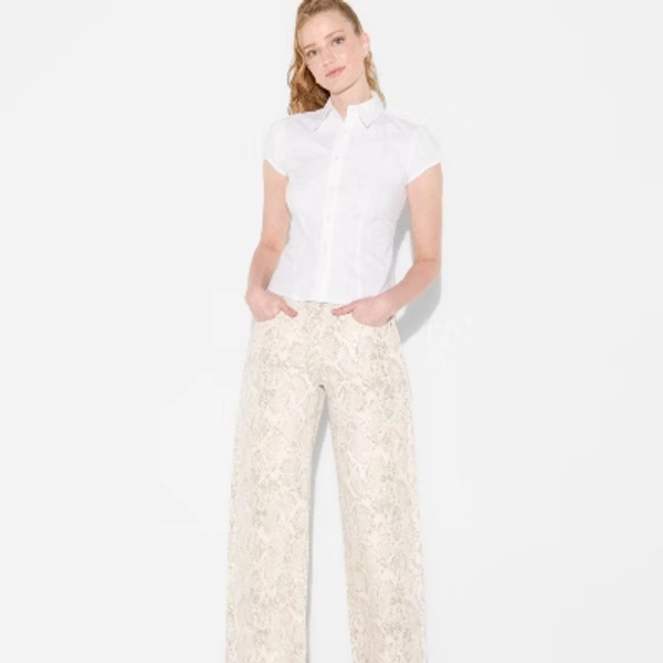 Women's Puff Sleeve Button-Down Shirt - Wild Fable™ White M