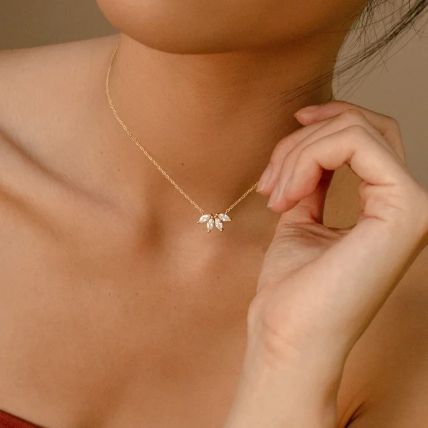 Marquise Diamond Necklace by CaitlynMinimalist • Flower Petal Diamond Necklace • Flower Necklace • Bridesmaid Gift • Gift for Mom • NR055