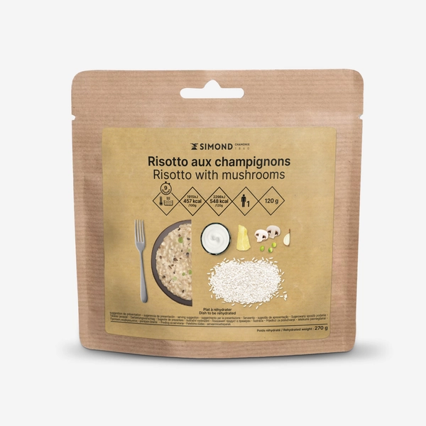 Repas lyophilisé végétarien, risotto aux champignons 120 g