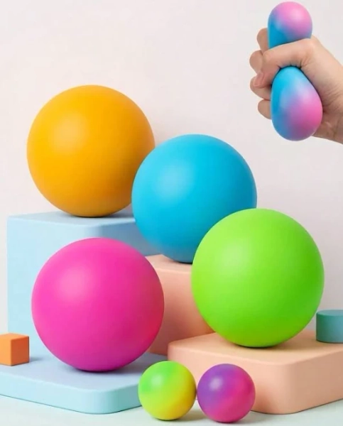 POKOJA LAND Multicolor Elastic Soft Squeezing Stress Relieving Ball Fidget Toys Sensory Squishy Anti Stress Toy TPR 4cm Gift For Boys Girls,one-size