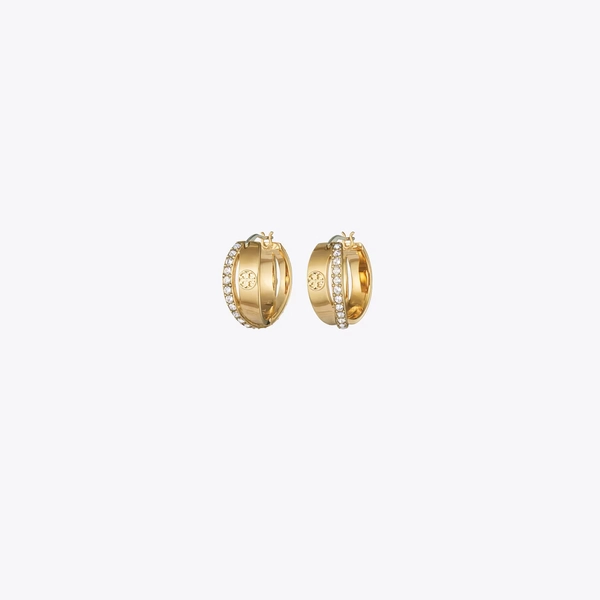 Icon Pavé Double Hoop Earring in yellow, size OS