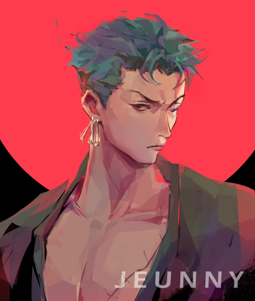cool swaggy green hair swordsman - 5"x7" and 11"x9" OP anime print