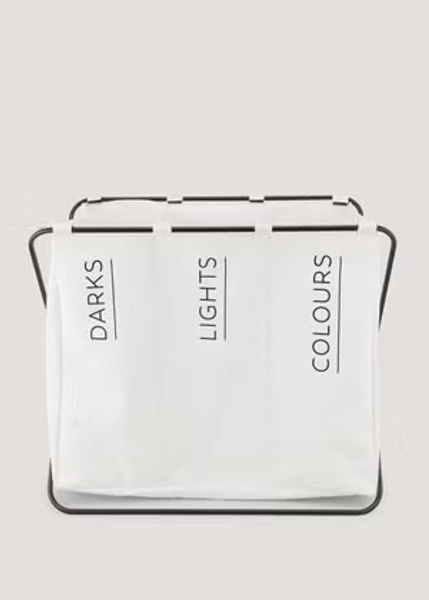 White 3 Section Wire Laundry Basket