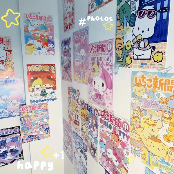 24pcs Sanrio Anime Posters Set - Frameless - for Hello Kitty Friends Cartoon - Vibrant Colors - Elegant Patterns - Medium Size - Perfect for Office, Bedroom, Holiday Gift