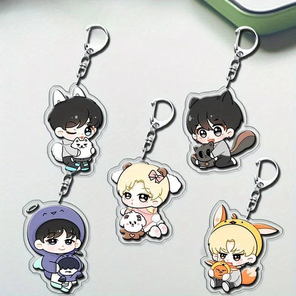 [2D FLAT]Kpop Korean Boy Cartoon Image Keychain SOOBIN YEONJUN BEOMGYU TAEHYUN HUENINGKAI Cute Animal Image Keychain Bag Pendant