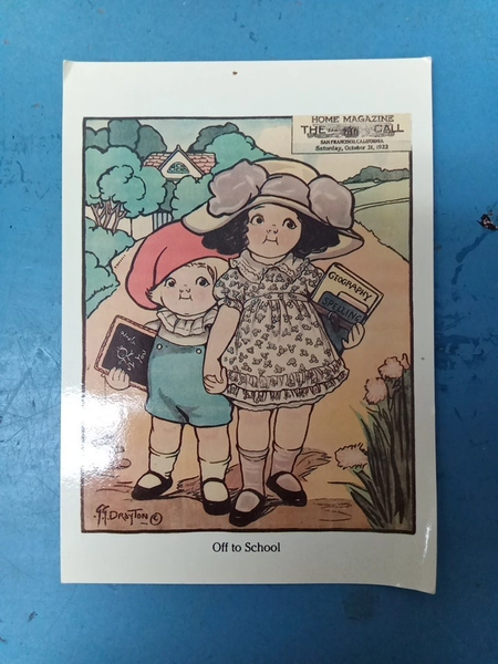 GRACE DRAYTON "Off To School" 1986 Postcard (LL)