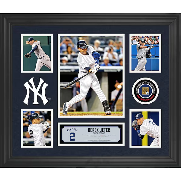 Derek Jeter New York Yankees Fanatics Authentic Framed 5-Photo Collage With a Capsule of Game-Used Dirt