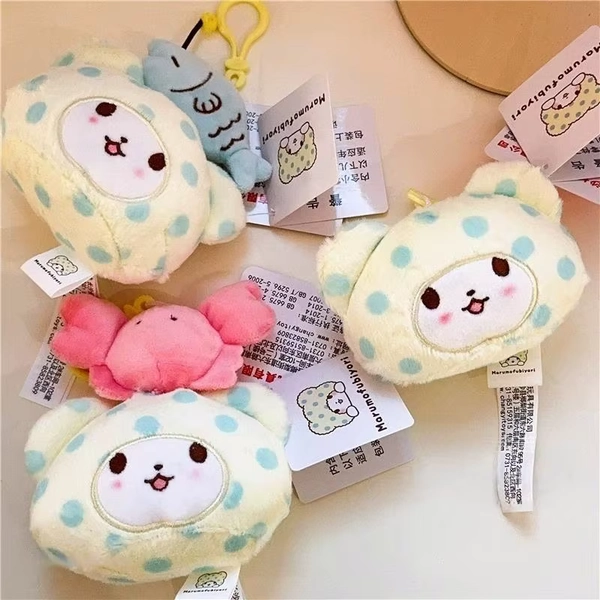 Genuine Sanrio Marumofubiyori Bear Cinnamoroll Plush Toys Keychain Kawaii Small Pendant Keyring Kids Stuffed Toys Birthday Gifts - AliExpress 26