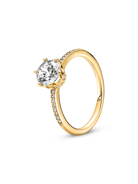 Clear Sparkling Crown Solitaire Ring