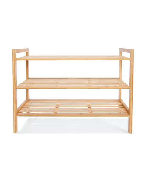 3 Tier Stackable Bamboo Shoe Rack - Natural - One Size
