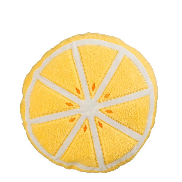 Coussin rond citron en tissu jaune d37cm