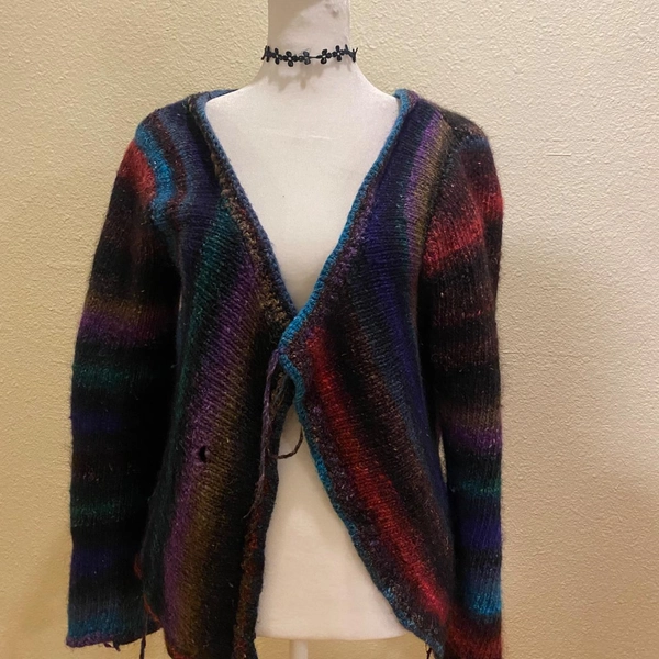 HANDMADE *and used* rainbow knitted sweater! Looks...
