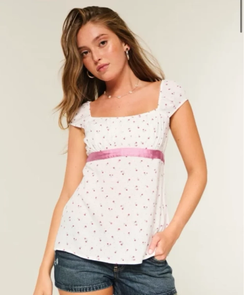 Easy Satin Tie Babydoll Top