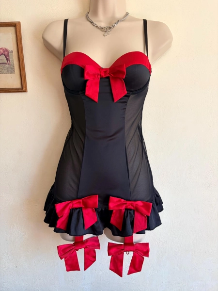Y2K Clothes - Red Bow Babydoll - La Senza