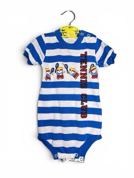 Vintage Tennis Club  Baby Buster Brown 1980 Romper One Piece Size 24M Striped