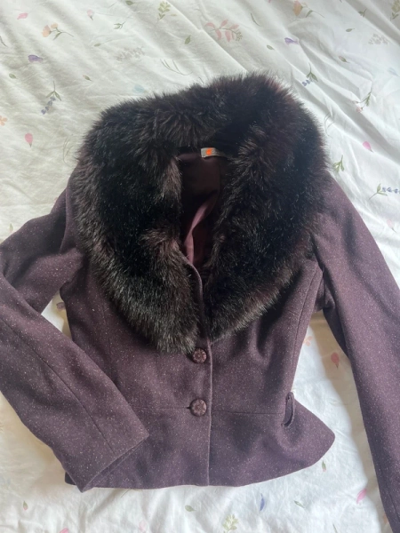 Vintage burgundy fur Peacoat