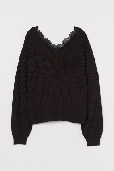 Lace-trimmed Sweater - Black - Ladies | H&M US 4 | Stylish outfits, Sweaters for women, Fashion inspo outfits