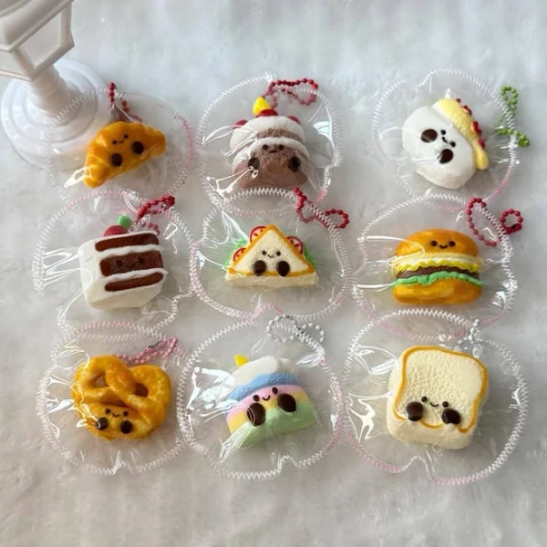 9 pack Mini Squishy Hamburger Silicone Stress Relief Toys Fidget Squeeze Toys for Kids Adults Party Favors Gift Sensory Toys for Anxiety Relief toy