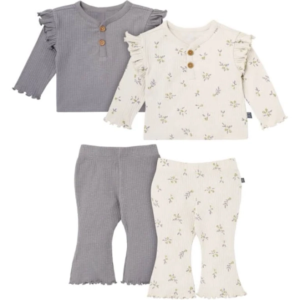 Modern Moments by Gerber Baby Girls Henley Ruffle Top With Pants