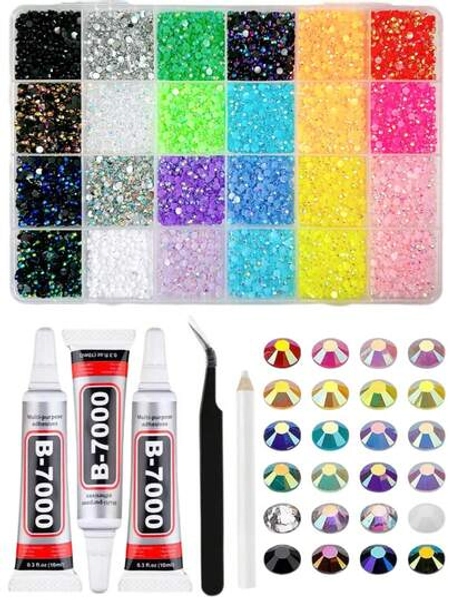 1 Box Assorted Color ABS Rhinestones, Resin Flat Diamonds, Shiny Nail Art Decorations For DIY Crafts And Manicure Accessories Nails