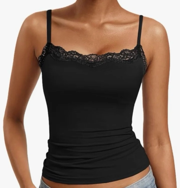 Avidlove Lace Tank Tops Women Sexy Camisole Black Going Out Top Spaghetti Strap Undershirt Summer Outfits Y2K at Amazon Women’s Clothing store
