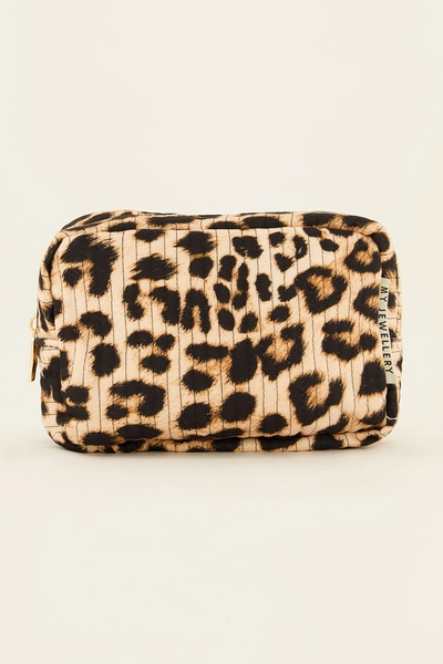 Beige toilettas met luipaard print  | My Jewellery