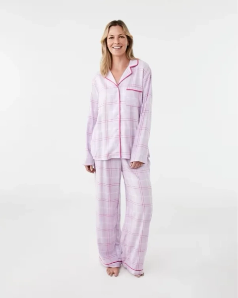 Viscose Blend Classic Flannel Pyjama Set Large Chk Size 10