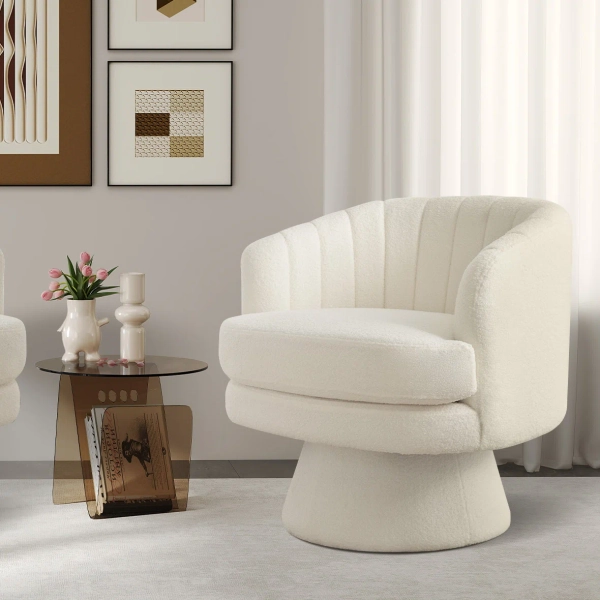 Wade Logan® Romriell 29" Wide Modern Soft Upholstered Swivel Barrel Chair & Reviews | Wayfair