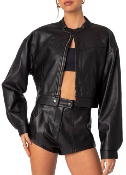 Ramona Women's Cropped Faux Leather Jacket