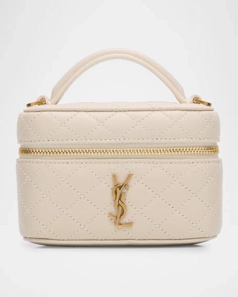 Micro Vanity Top-Handle Bag in Quilted Leather 