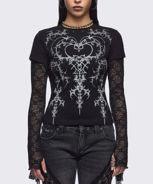 Minga London Layered Lace Baby Tee