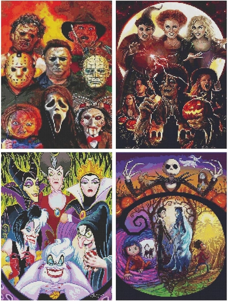 4 Pack Diamond Art for Adults-Cartoon (002) 16 x 12 x 0.07 inches