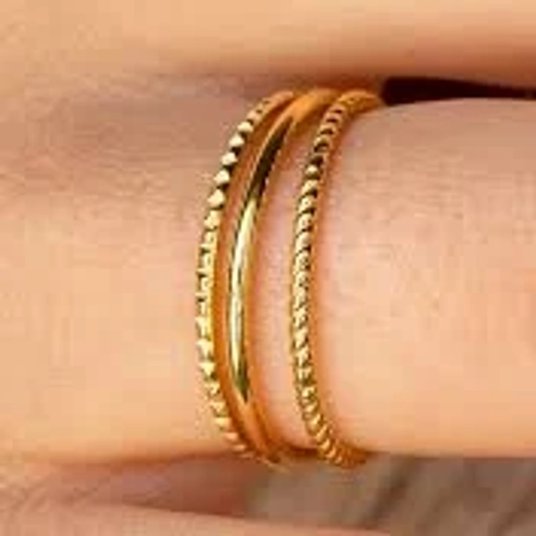 Caitlyn Minimalist Dainty 18K Gold Stacking Rings Set