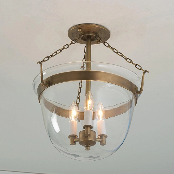 Smokebell Lantern Semi-Flush Ceiling Light - Large - Clear