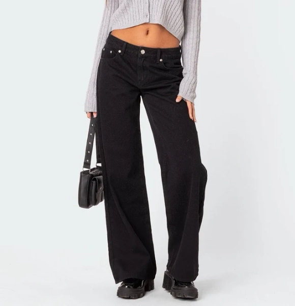 Edikted Women's Daytime Low Rise Wide-Leg Jeans
