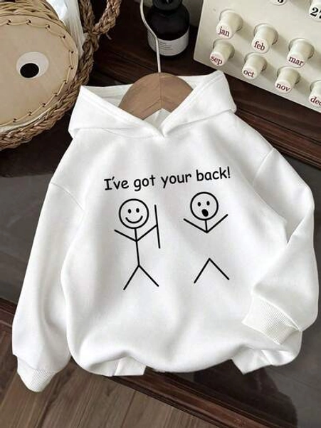 Girls' Hooded Sweatshirt Casual Printed Pattern Loose Sweatshirt Children's Clothing