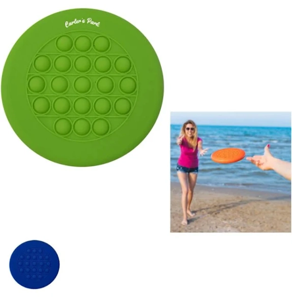 Custom Promotional Push Pop Stress Reliever Flying Disc - bulk (50+)