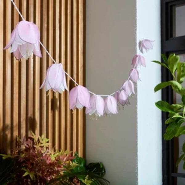 Fabric Flowers 10 LED Outdoor Solar String Lights