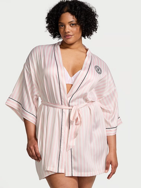 Satin Short Piped Robe
