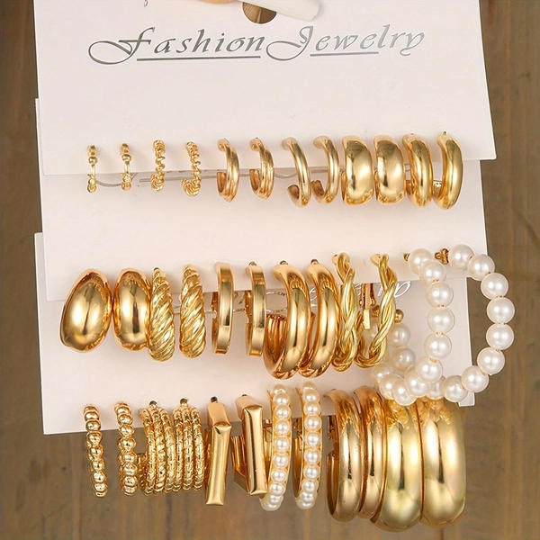 36 Pieces Elegant And Simple Geometric Round Hoop Earrings For Everyday Wear As A Gift