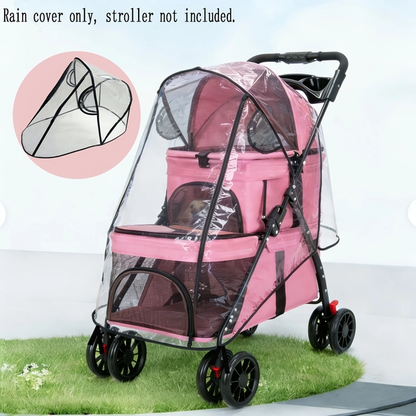 Rain Cover for New Pet Stroller, EVA Transparent Rainproof, And Windproof Cover, Front Zipper Opening Design with Breathable Mesh, Pet Outdoor Rain Gear