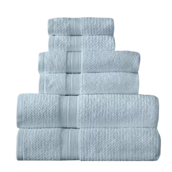 Arm & Hammer 6pc Quick Dry Set Bath Towels and Hand Towels with Washcloths Light Blue