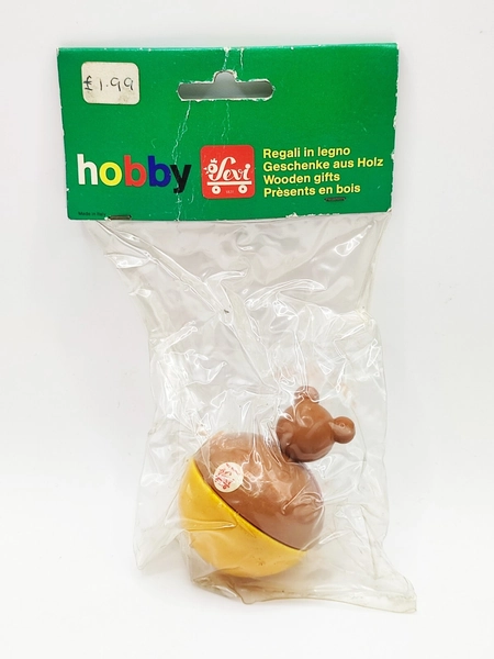 1980's FACTORY SEALED WOODEN BABY TOY ITALY 1831 SEVI HOBBY 1600/1 WEEBLE BEAR