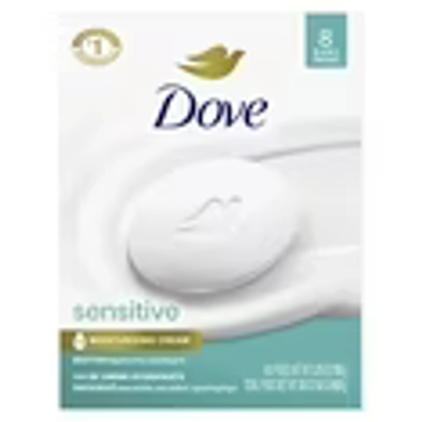 Dove Beauty Bar Women's Bath Soap Sensitive, 3.75 oz 8 Bars